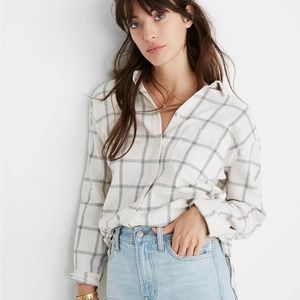 Madewell Flannel Oversized Ex-Boyfriend Shirt in Windowpane (Medium)